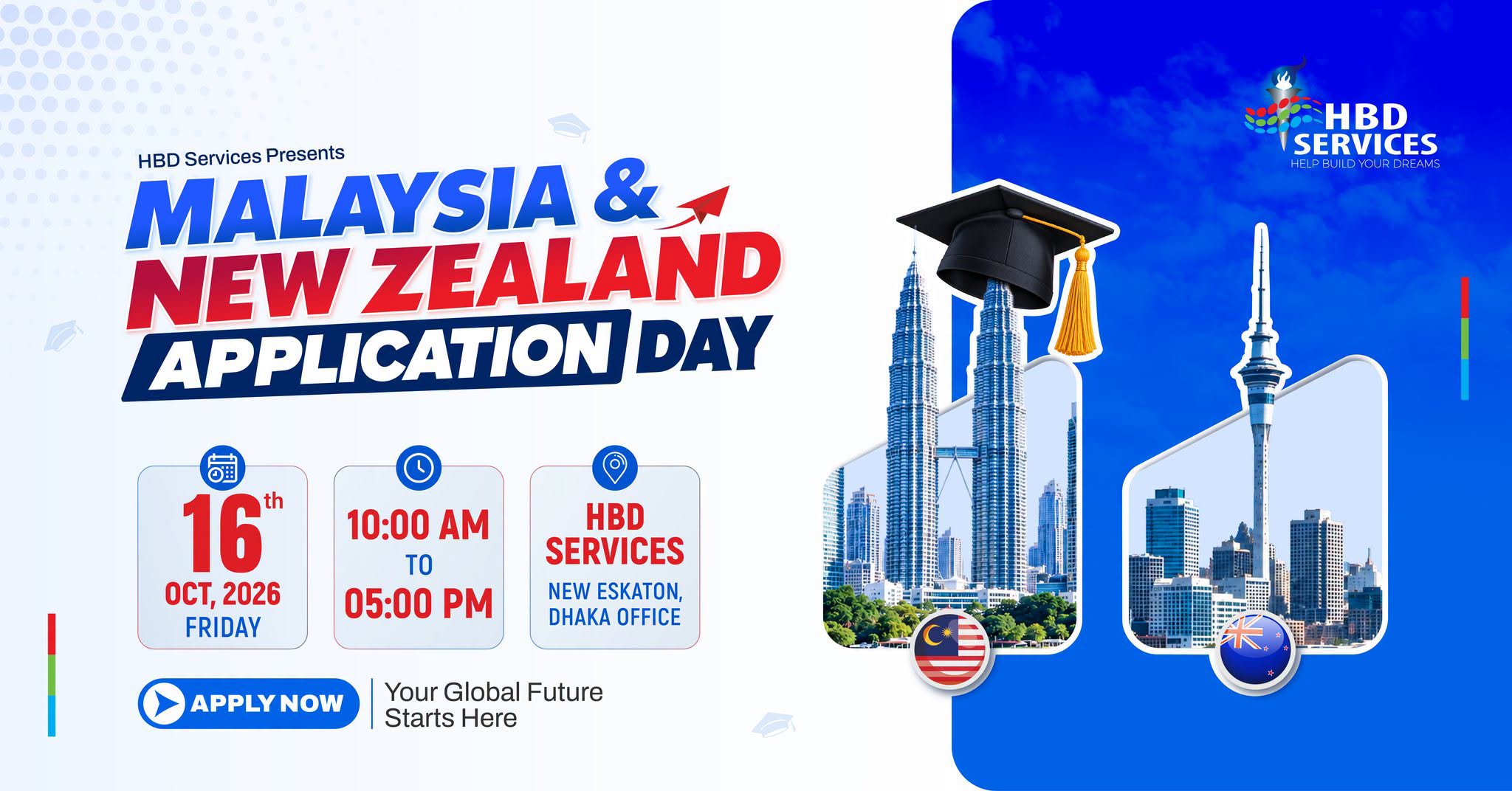 Join Malaysia & New Zealand Application Day 2026 | Explore Study Opportunities | HBD Services Dhaka