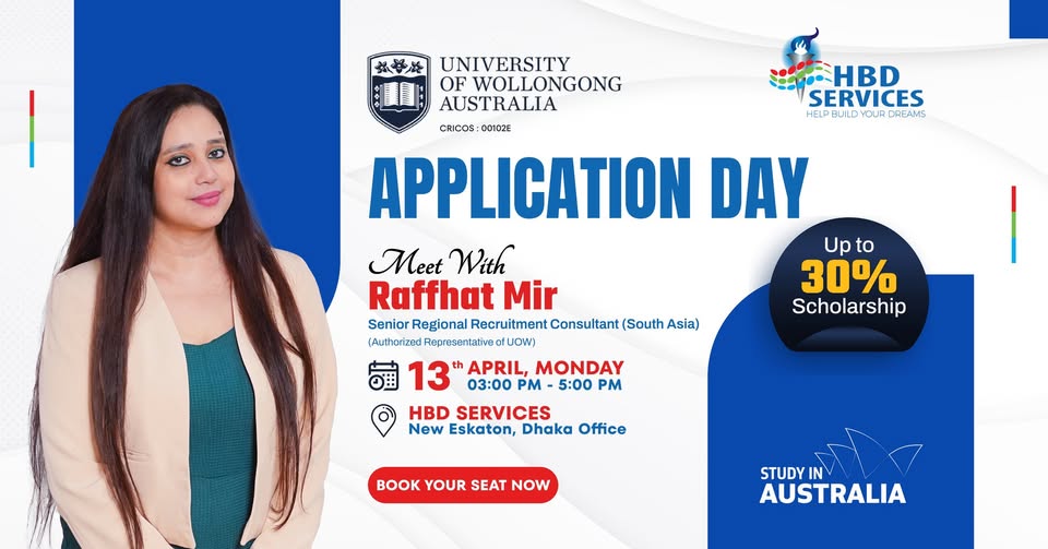 Meet the University of Wollongong Delegate at HBD Services Dhaka – Start Your Aussie Journey!